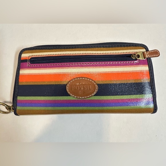 Vintage Fossil Multicolor Striped wristlet wallet - Picture 2 of 8